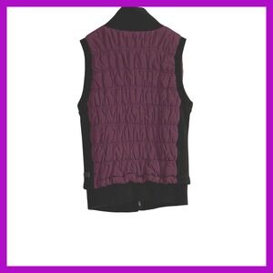 Calvin Klein Performance Womens XS Ruched Puffer Vest Purple Black Full Zip Mock